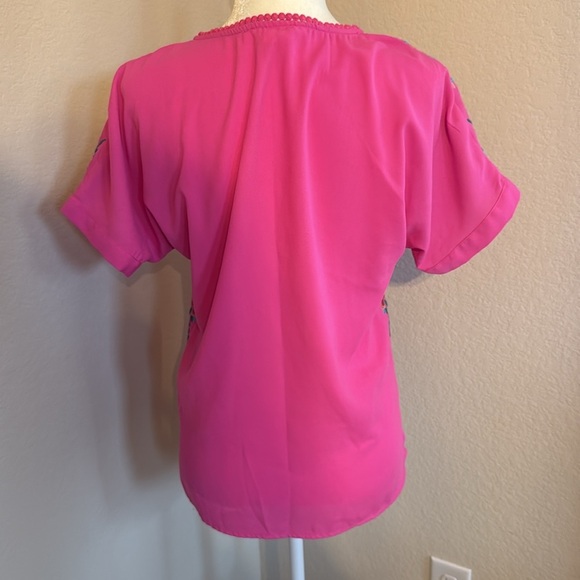 Pink Embroidered Mexican Style Too Shirt Sz Small - Picture 3 of 9